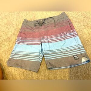Travis Mathew Men's Striped Swim Shorts (unlined)